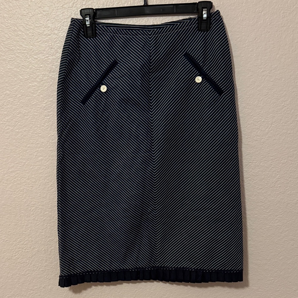 Vintage Farelle Navy Striped Women's Pencil Skirt